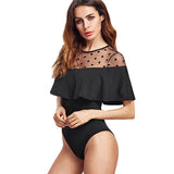 Dotted Mesh Bodysuit for Women