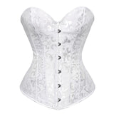 Lace up Boned Corset Floral Jacquard overbust Bustier Top