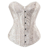 Lace up Boned Corset Floral Jacquard overbust Bustier Top