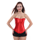 Lace up Boned Corset Floral Jacquard overbust Bustier Top