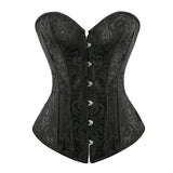 Lace up Boned Corset Floral Jacquard overbust Bustier Top