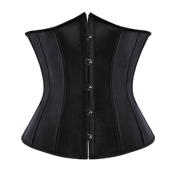 Satin Floral Underbust Corset Lace up Boned Body Shaper