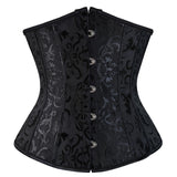 Satin Floral Underbust Corset Lace up Boned Body Shaper