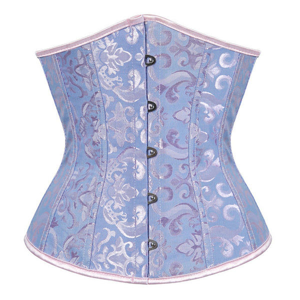 Satin Floral Underbust Corset Lace up Boned Body Shaper