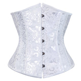 Satin Floral Underbust Corset Lace up Boned Body Shaper