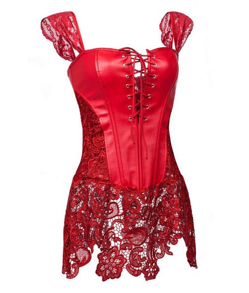 Faux Leather&Lace Corset and Bustier
