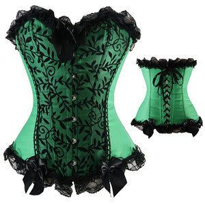 Sexy Lace up Boned Overbust Corset Bustier Top Waist