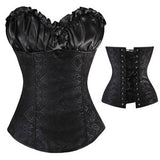 Sexy Lace up Boned Overbust Corset Bustier Top Waist