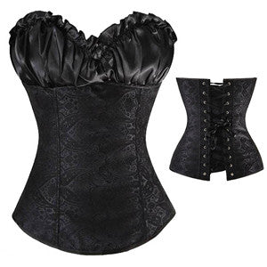 Sexy Lace up Boned Overbust Corset Bustier Top Waist