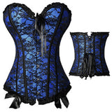 Sexy Lace up Boned Overbust Corset Bustier Top Waist