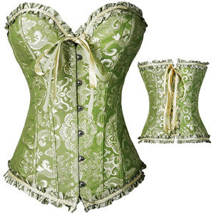 Sexy Lace up Boned Overbust Corset Bustier Top Waist