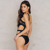 Hollow Out Transparent Patchwork Bodysuit