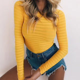 Autumn Bodycon Bodysuits Long Sleeve O Neck Women