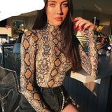snake skin Turtleneck Long Sleeve Bodysuit