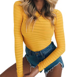 Autumn Bodycon Bodysuits Long Sleeve O Neck Women