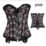 Sexy Lace up Boned Overbust Corset Bustier Top Waist