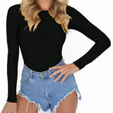 Autumn Bodycon Bodysuits Long Sleeve O Neck Women