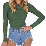 Autumn Bodycon Bodysuits Long Sleeve O Neck Women