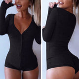 Lady V Neck Long Sleeve Bodysuit