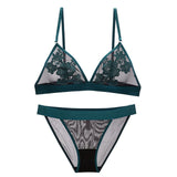 Women Embroidery Floral Lace bra set