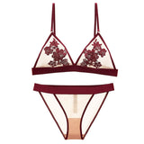 Women Embroidery Floral Lace bra set